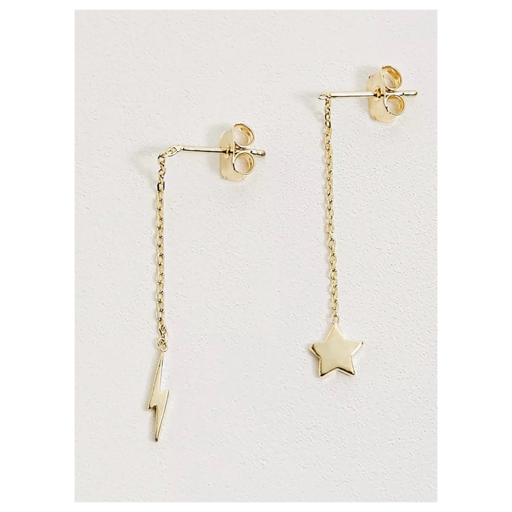 Nwot Estella Bartlett Star & Lightning Bolt Gold Plated Drop Earrings